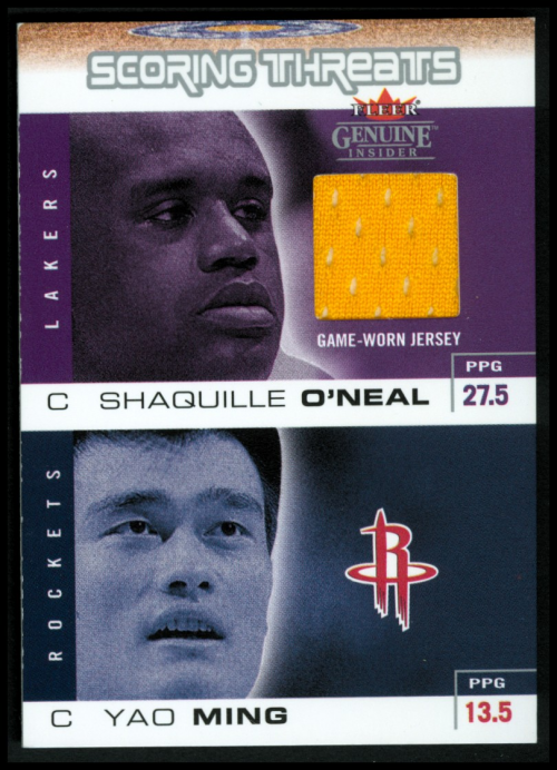 2003-04 Fleer Genuine Insider Scoring Threats Game Used #3 Shaquille O'Neal Jersey/Yao Ming