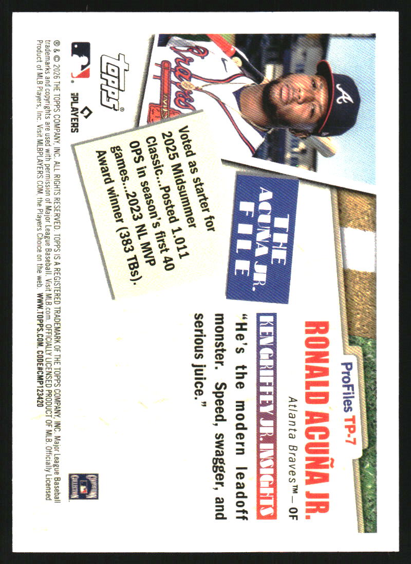 2026 Topps Profiles Pink Foil #TP7 Ronald Acuna Jr.