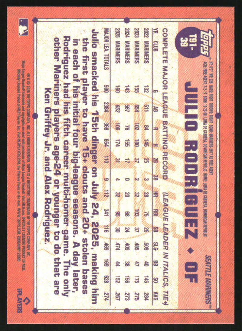 2026 Topps '91 Topps #T9139 Julio Rodriguez