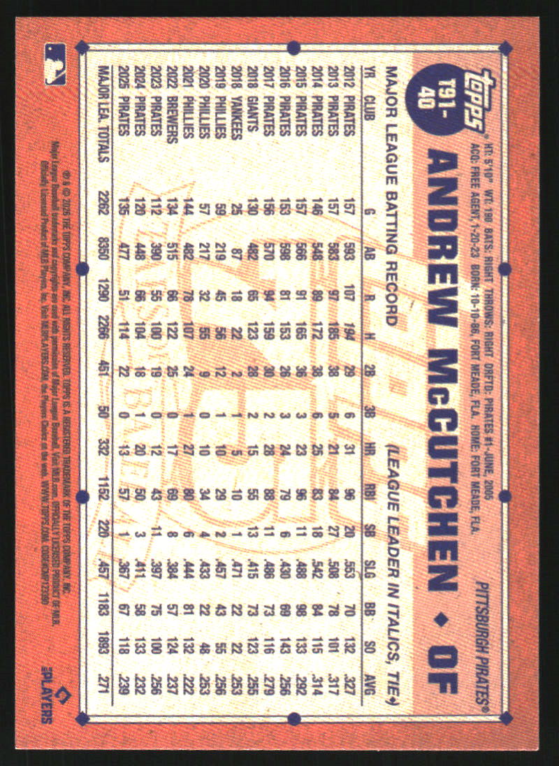 2026 Topps '91 Topps #T9140 Andrew McCutchen