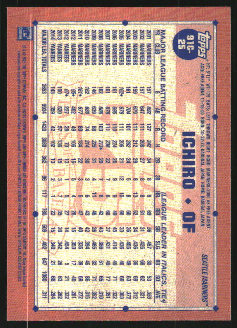 2026 Topps '91 Topps Silver Pack Chrome #91C25 Ichiro