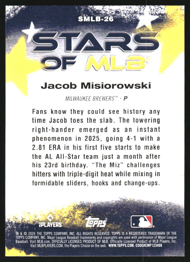 2026 Topps Stars of MLB #SMLB26 Jacob Misiorowski