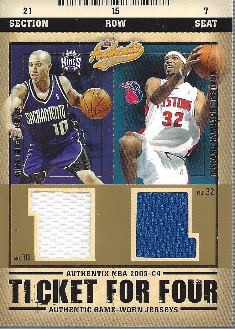 2003-04 Fleer Authentix Ticket for Four #BHMB Mike Bibby/Richard Hamilton/Shawn Marion/Kwame Brown