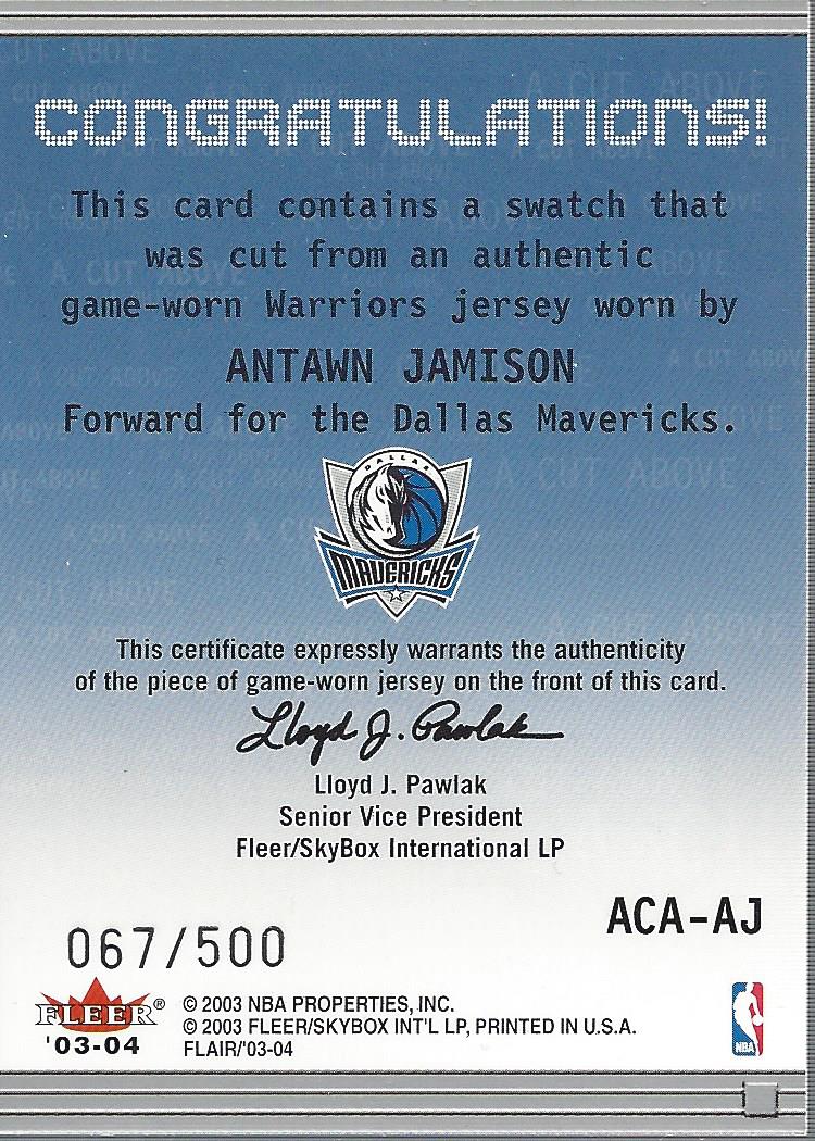 2003-04 Flair A Cut Above #AJ Antawn Jamison back image