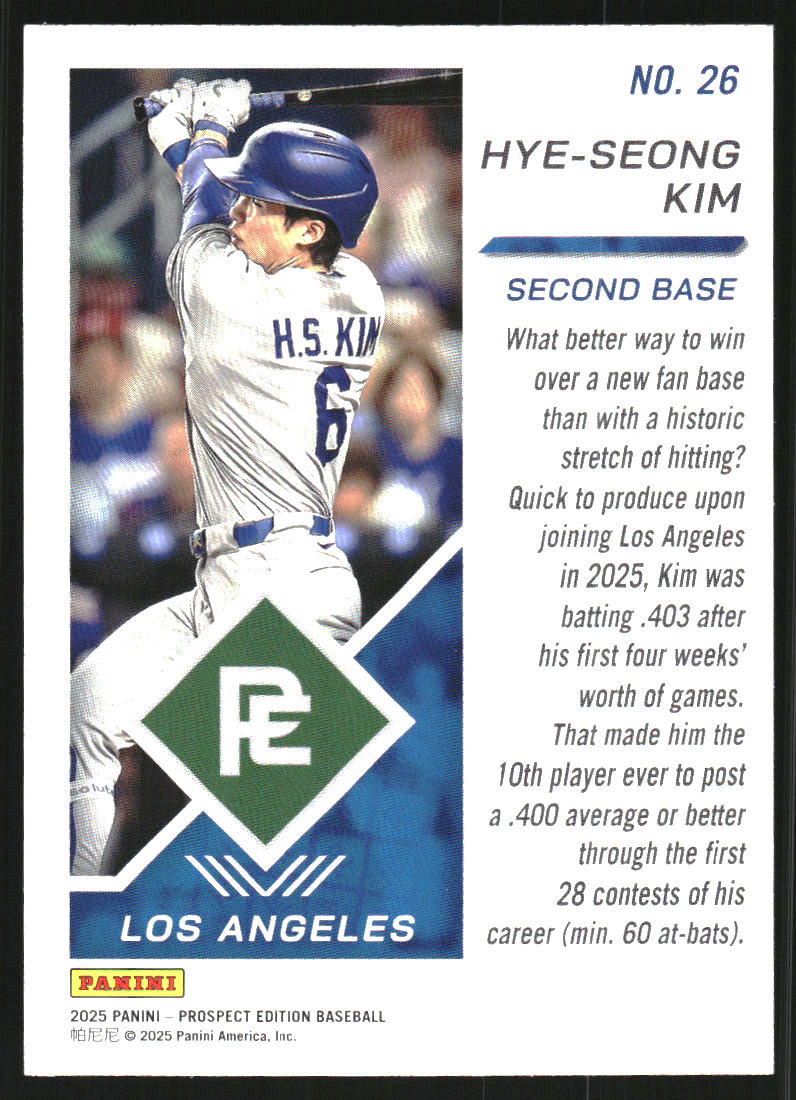 2025 Panini Prospect Edition #26 Hye-Seong Kim