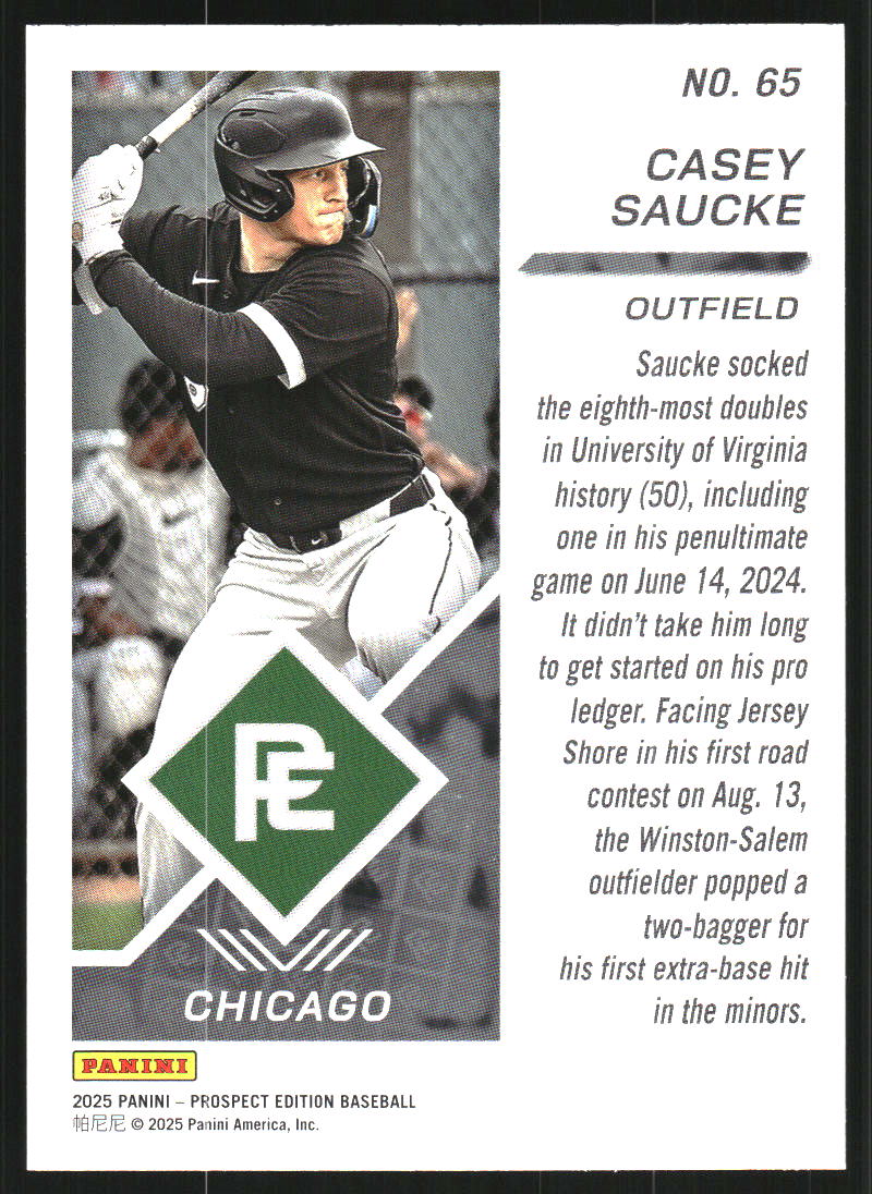 2025 Panini Prospect Edition #65 Casey Saucke
