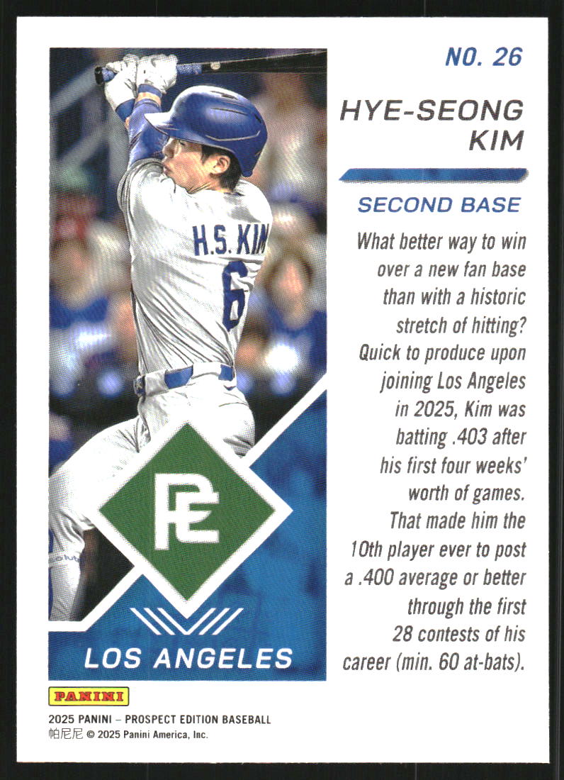 2025 Panini Prospect Edition Holo #26 Hye-Seong Kim
