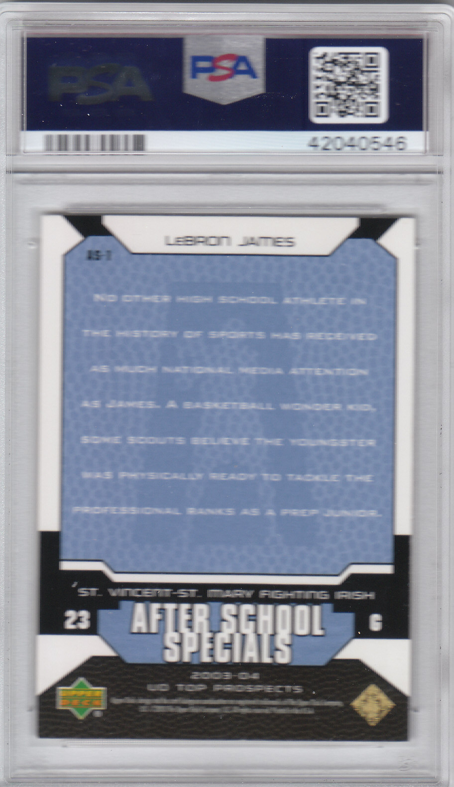 2003-04 UD Top Prospects After School Specials #AS1 LeBron James back image
