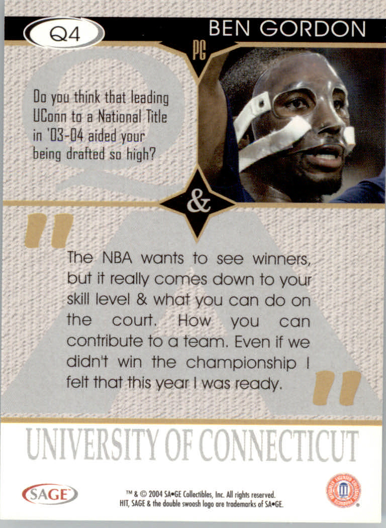 2004 Sage HIT Basketball "Q and A" Insert Cards - Picture 7 of 45