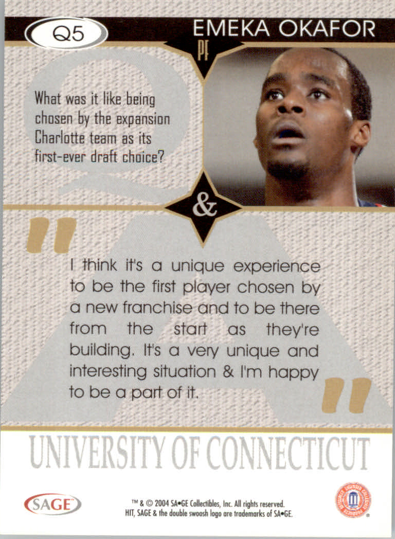 2004 Sage HIT Basketball "Q and A" Insert Cards - Picture 9 of 45