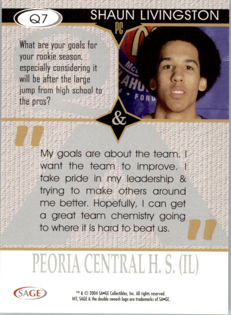 2004 Sage HIT Basketball "Q and A" Insert Cards - Picture 13 of 45