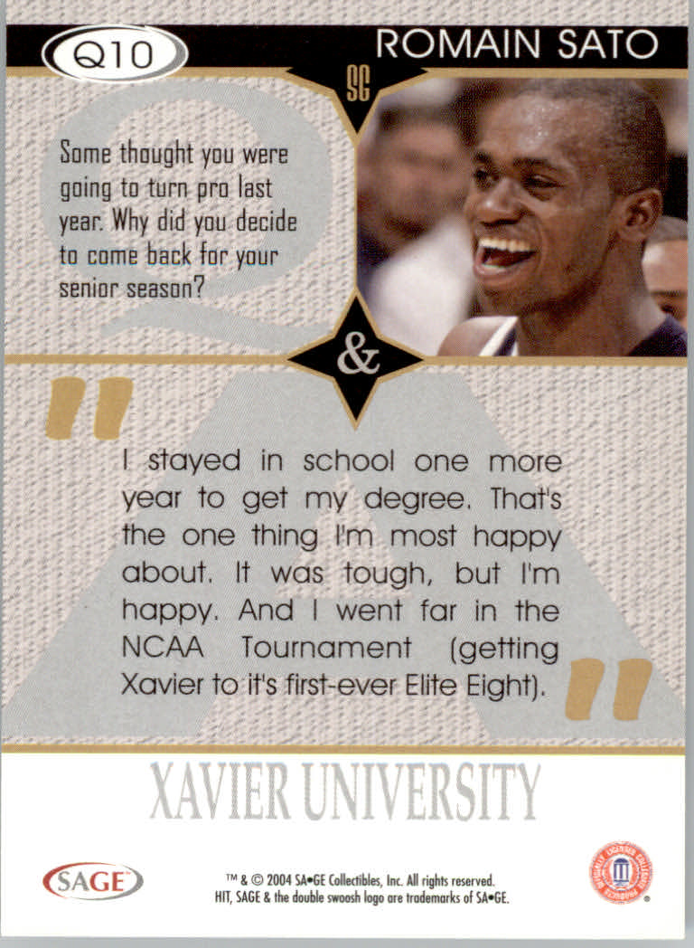 2004 Sage HIT Basketball "Q and A" Insert Cards - Picture 17 of 45