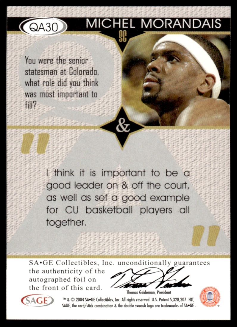 2004 SAGE HIT Q&A Autographs #Q30 Michel Morandais