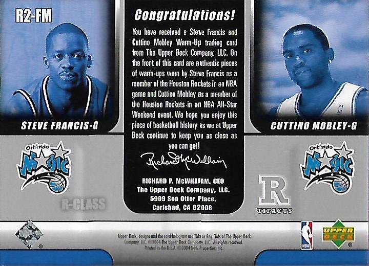 2004-05 Upper Deck R-Class R-Tifacts Dual #FM Steve Francis/Cuttino Mobley back image