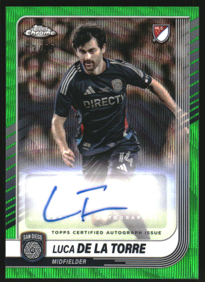 2025 Topps Chrome MLS Autographs Green Wave Refractors #CALD Luca de la Torre Auto /99