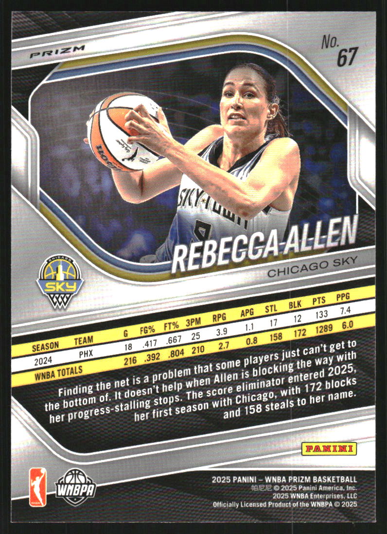 2025 Panini Prizm WNBA Prizms Silver #67 Rebecca Allen
