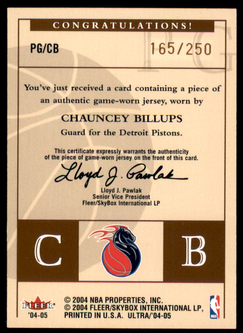 2004-05 Ultra Point Gods Game Used #CB Chauncey Billups back image