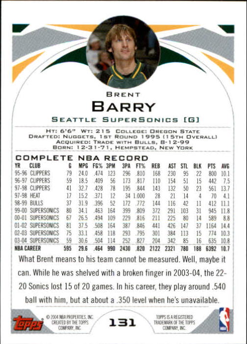 2004-05 Topps First Edition #131 Brent Barry