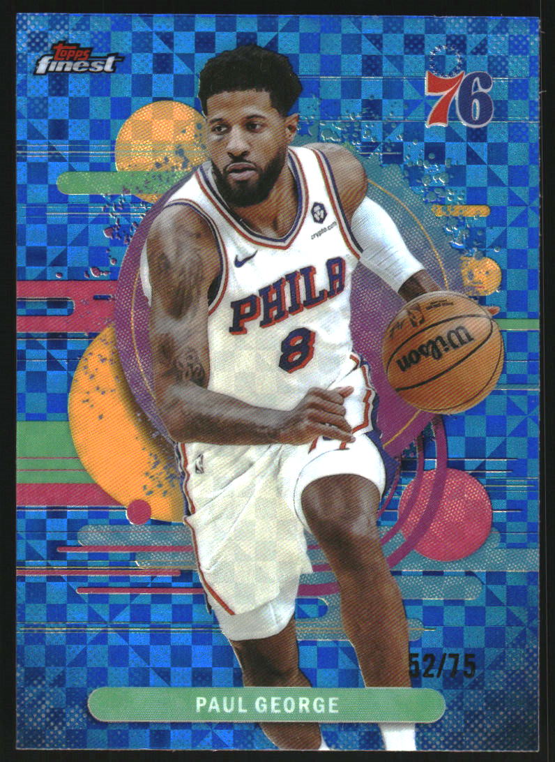 2025-26 Finest Blue X-Fractors #141 Paul George U /75