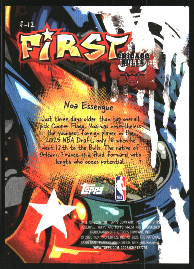 2025-26 Finest First Blue Geometric Refractors #F12 Noa Essengue /75