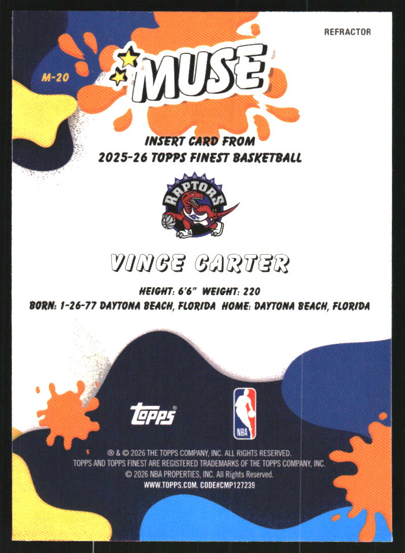 2025-26 Finest Muse Refractors #M20 Vince Carter