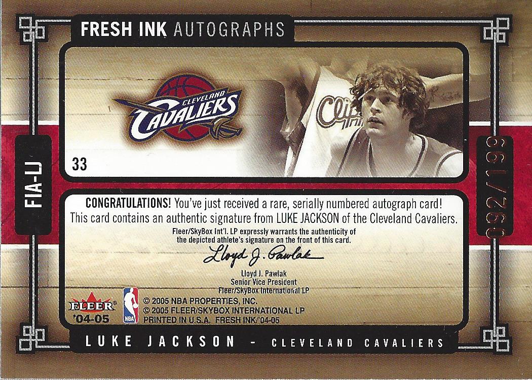 2004-05 SkyBox Fresh Ink Autographs #LJ Luke Jackson back image