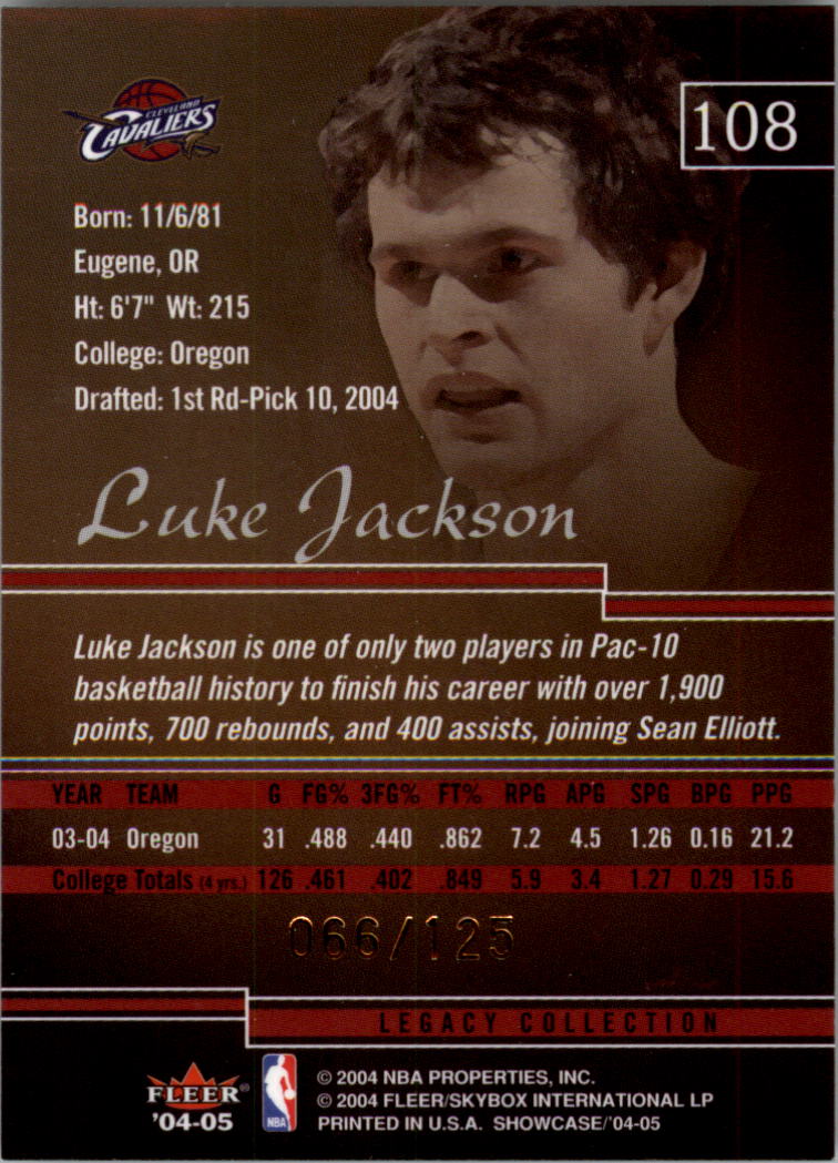 2004-05 Fleer Showcase Legacy #108 Luke Jackson back image
