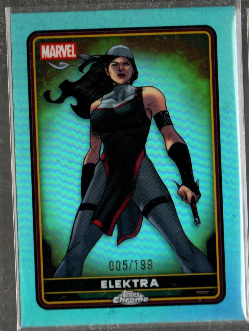 2025 Topps Chrome Deadpool Aqua Refractors #17 Elektra
