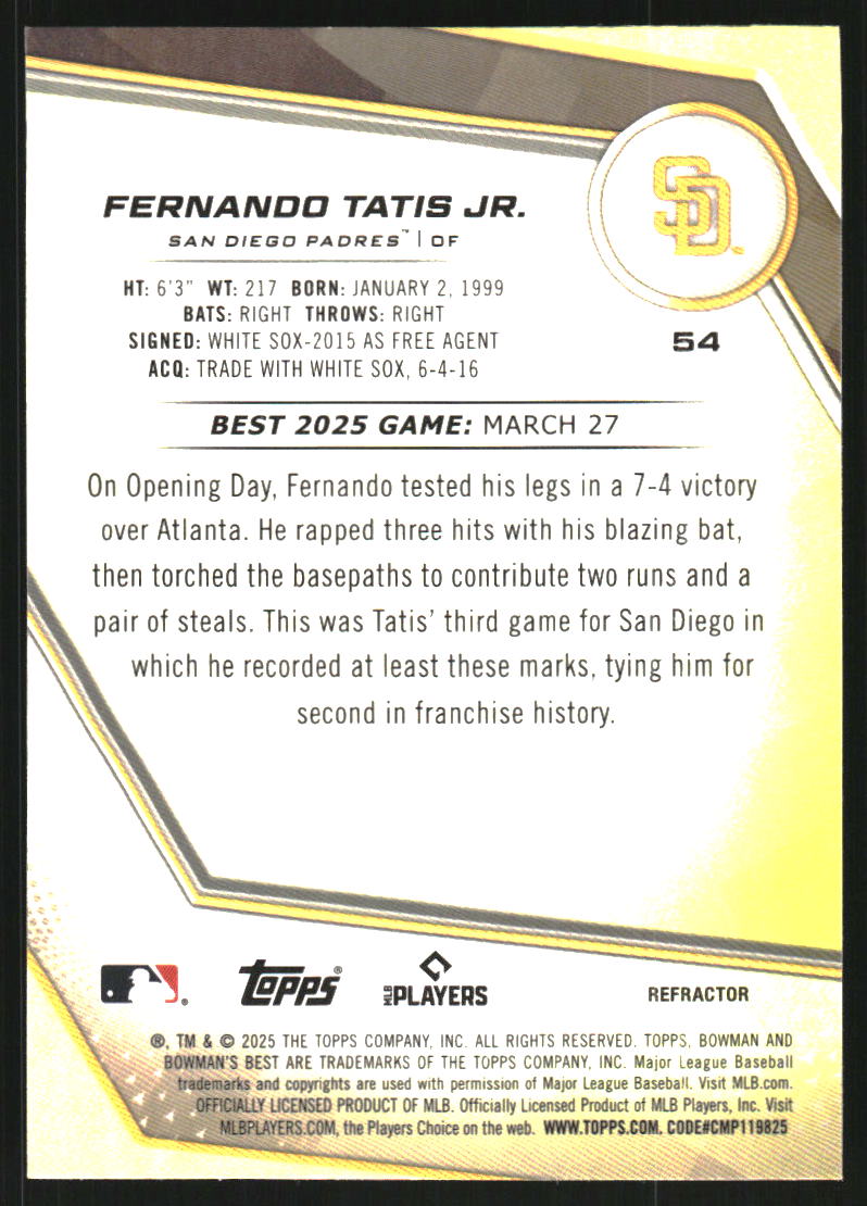 2025 Bowman's Best Refractors #54 Fernando Tatis Jr.