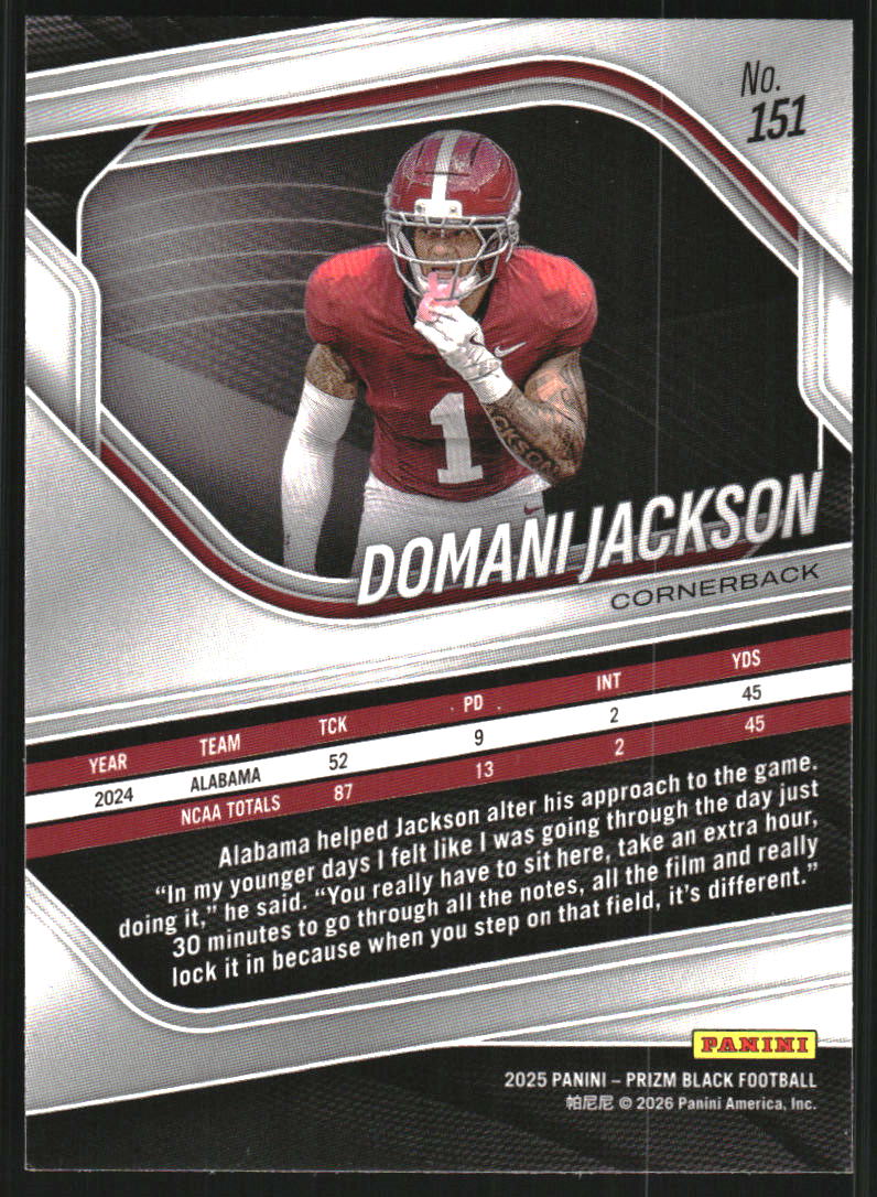 2025 Panini Prizm Black #151 Domani Jackson