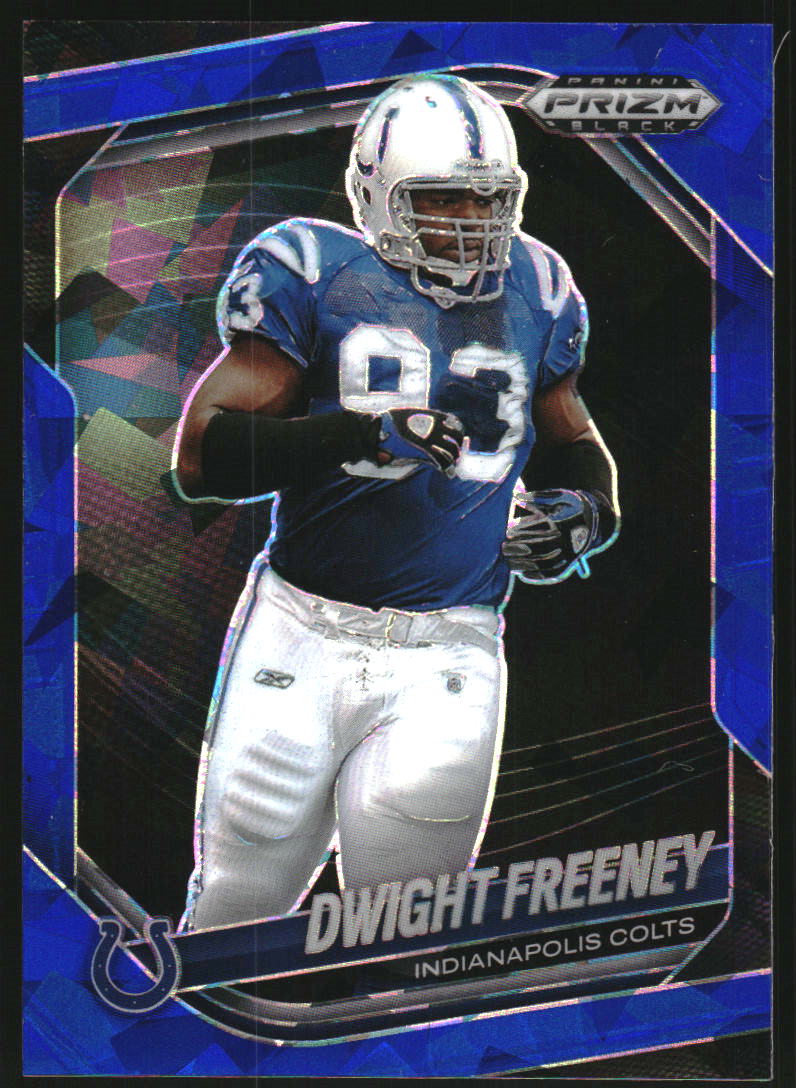 2025 Panini Prizm Black Prizms Blue Ice #69 Dwight Freeney /125