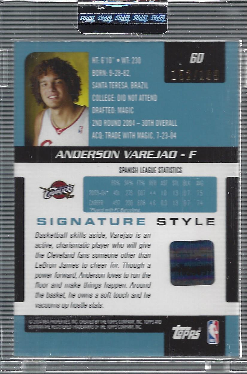 2004-05 Bowman Signature Edition 169 #60 Anderson Varejao JSY AU back image