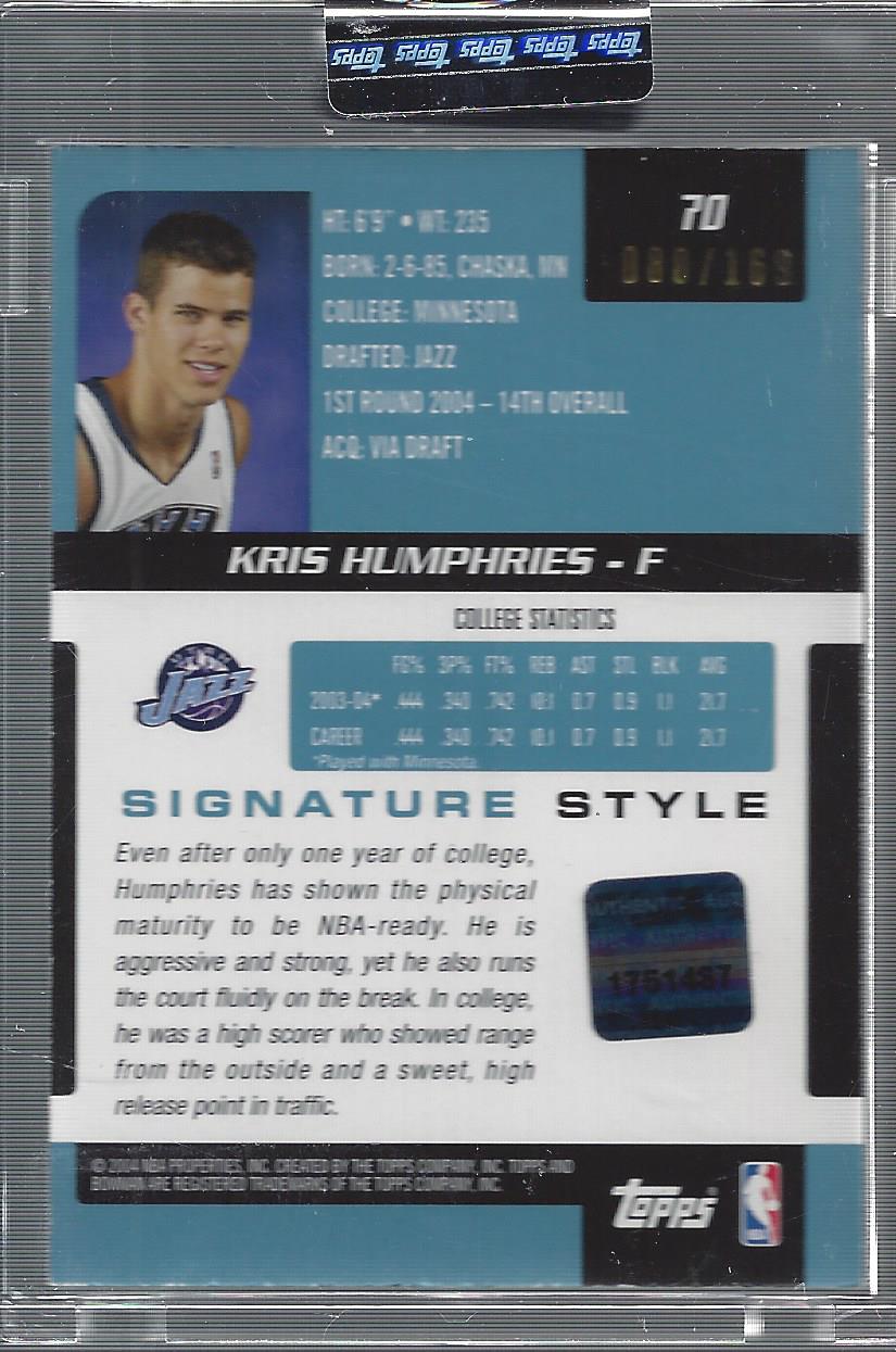 2004-05 Bowman Signature Edition 169 #70 Kris Humphries JSY AU back image