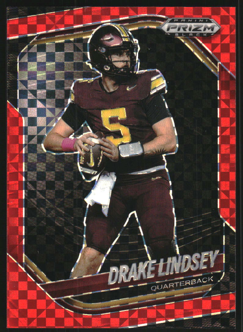 2025 Panini Prizm Black Prizms Red Power #166 Drake Lindsey /75