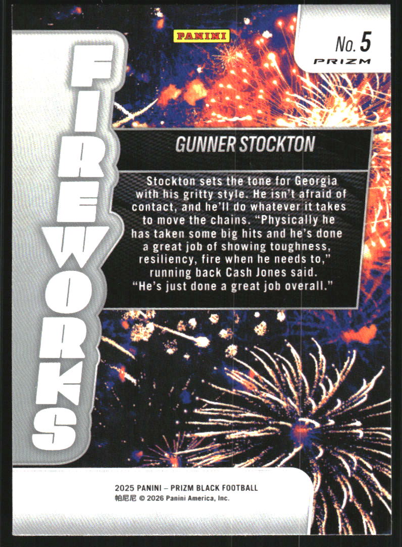 2025 Panini Prizm Black Fireworks Prizms Silver #5 Gunner Stockton