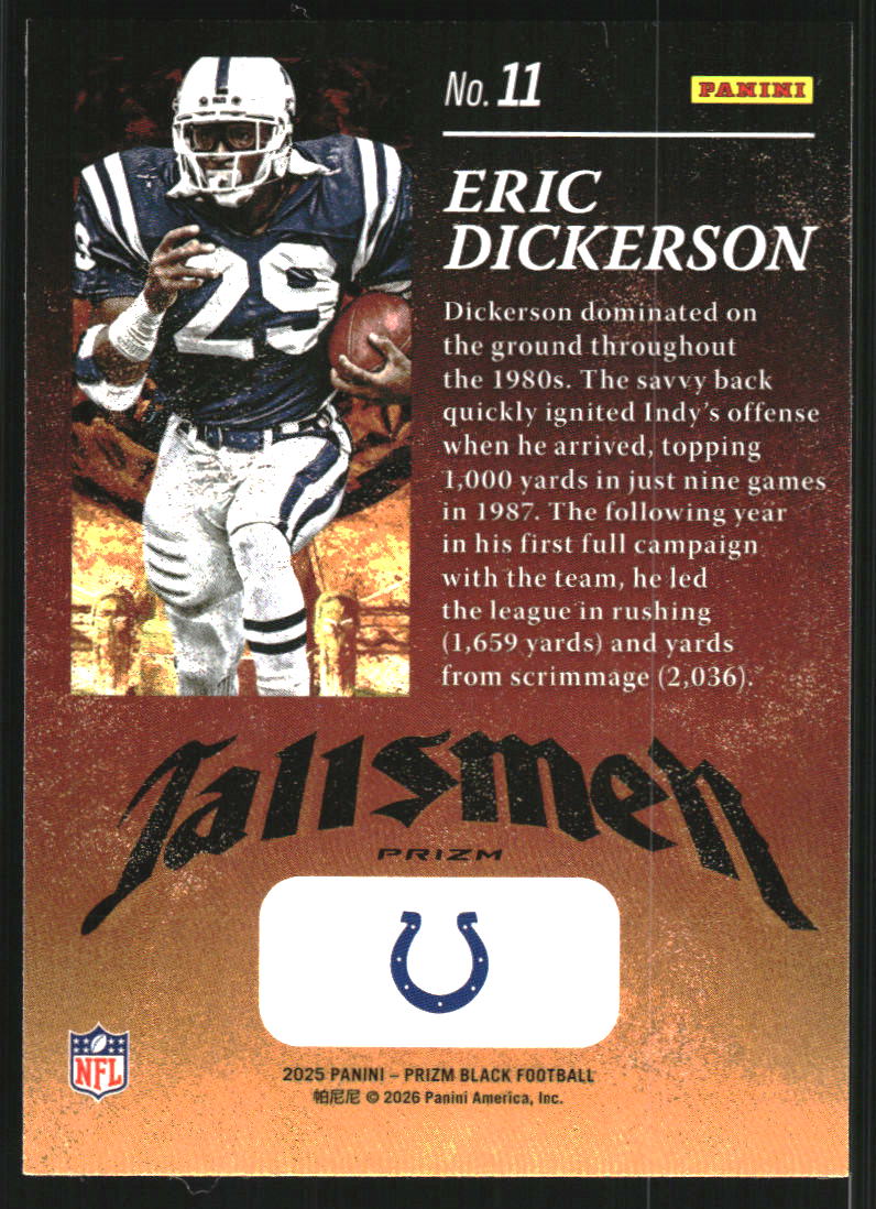 2025 Panini Prizm Black Talismen Prizms Silver #11 Eric Dickerson