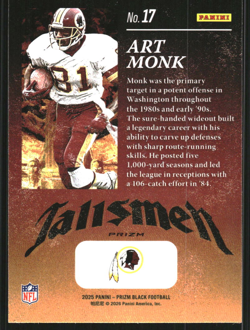 2025 Panini Prizm Black Talismen Prizms Silver #17 Art Monk