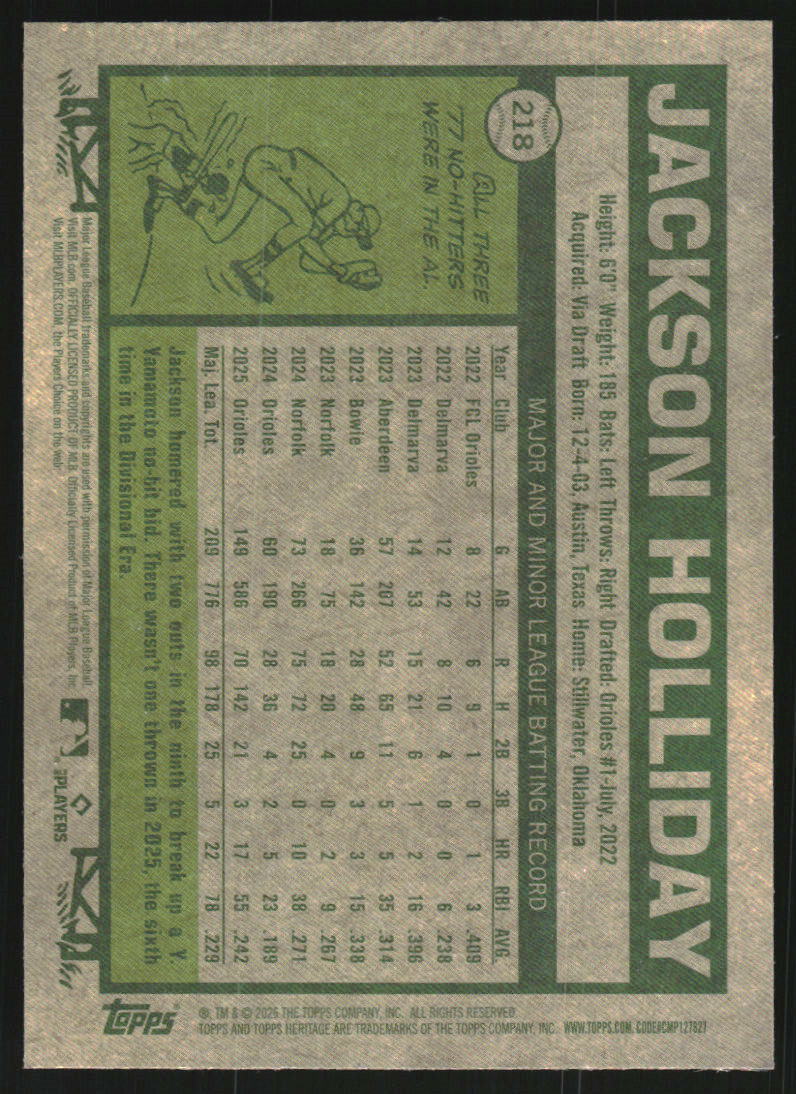 2026 Topps Heritage Chrome #218 Jackson Holliday
