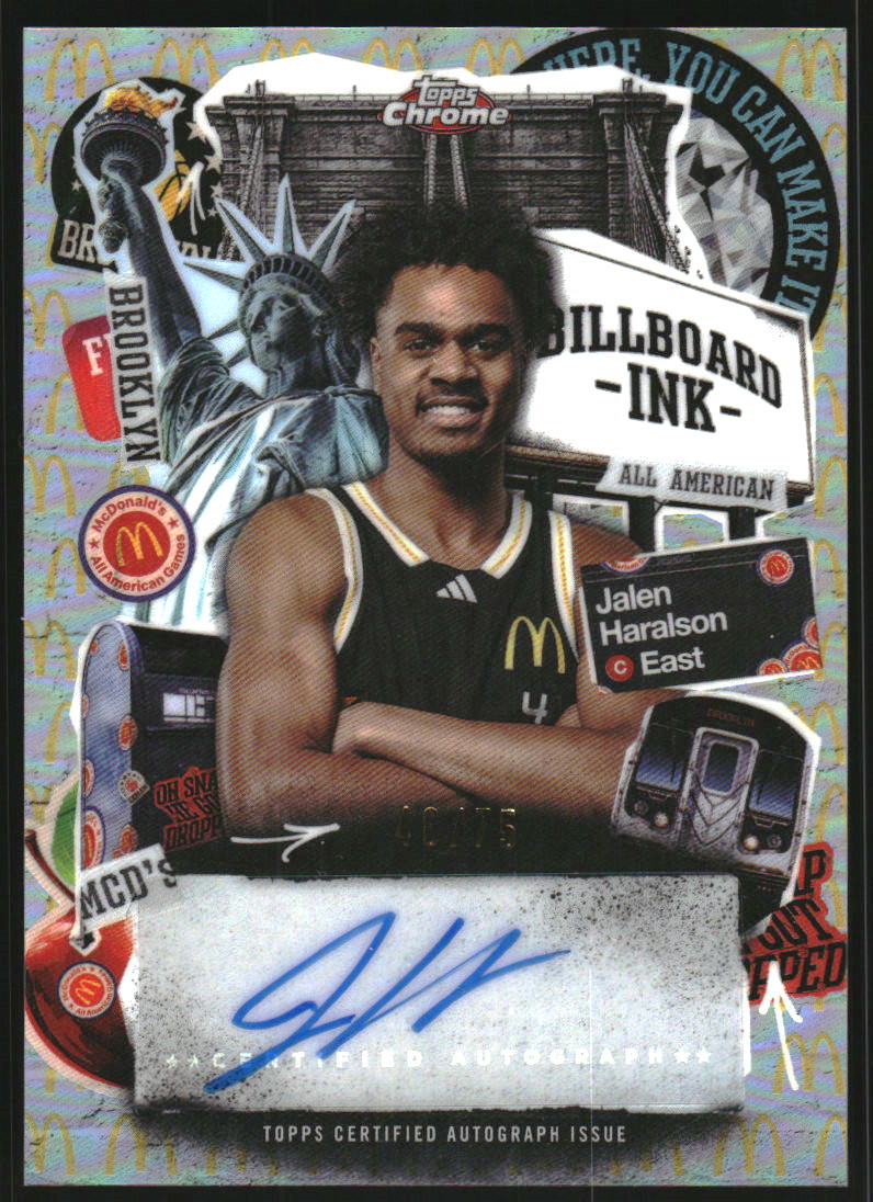 2025 Topps Chrome McDonald's All American Billboard Ink Logo Refractors #BIJH Jalen Haralson Auto /75
