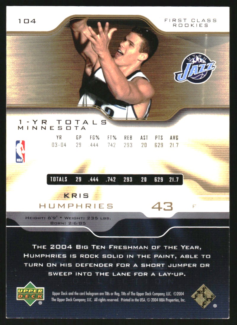 2004-05 Upper Deck Pro Sigs Gold #104 Kris Humphries