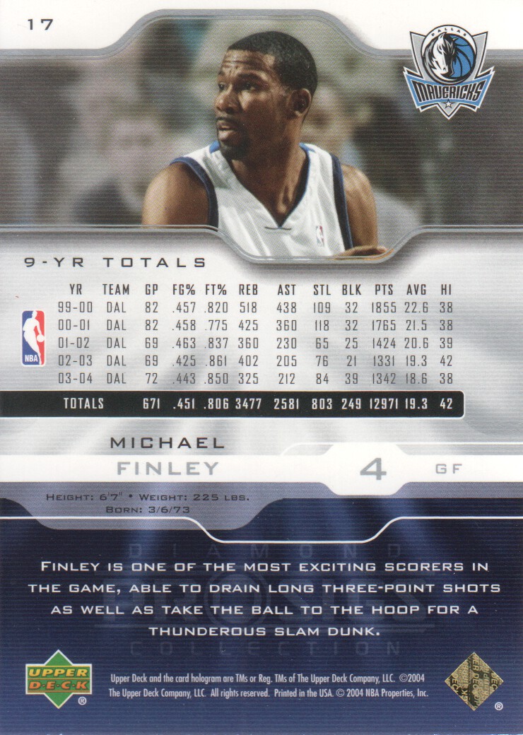2004-05 Upper Deck Pro Sigs Silver #17 Michael Finley back image