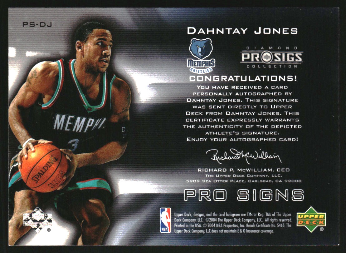 2004-05 Upper Deck Pro Sigs Pro Signs #DJ Dahntay Jones