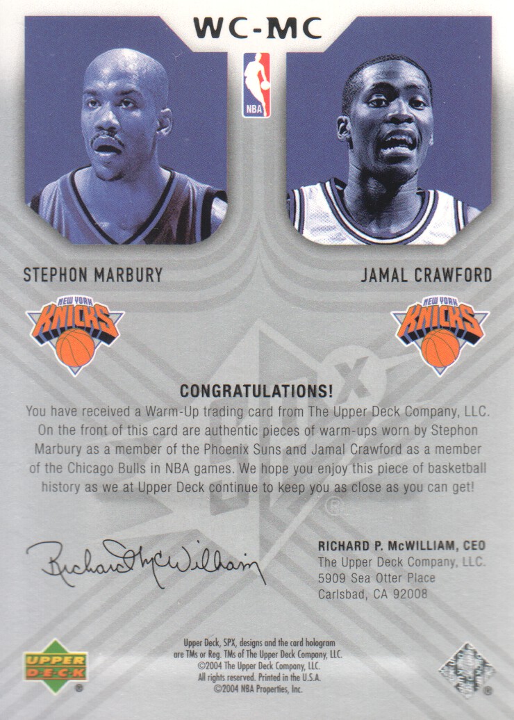 2004-05 SPx Winning Materials Combos #MC Stephon Marbury/Jamal Crawford back image