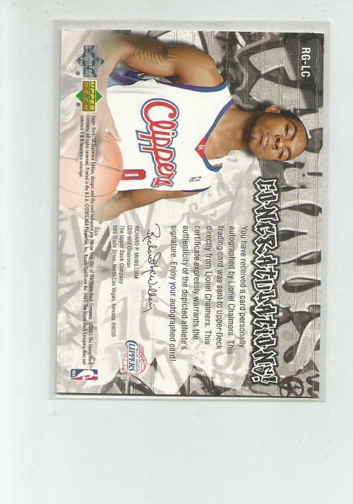 2004-05 SP Signature Edition Rookie GRAPHiti #LC Lionel Chalmers back image