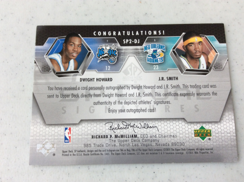 2004-05 SP Authentic Signatures Dual #DJ Dwight Howard/J.R. Smith back image