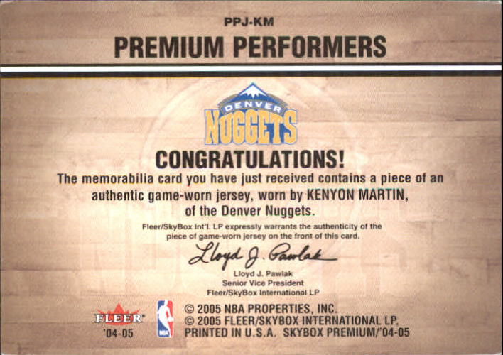 2004-05 SkyBox Premium Performers Jerseys #KM Kenyon Martin