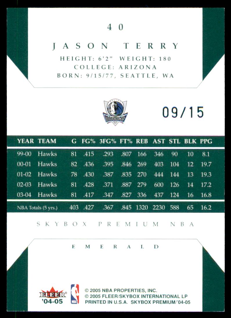2004-05 SkyBox Premium Emerald #40 Jason Terry back image