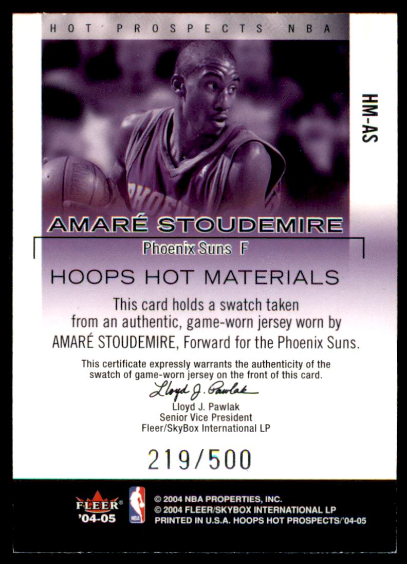 2004-05 Hoops Hot Prospects Hot Materials #AS Amare Stoudemire back image