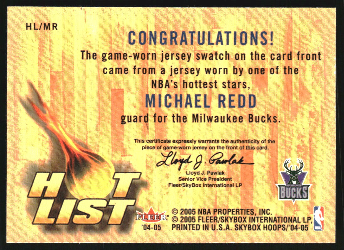 2004-05 Hoops Hot List Jerseys #MR Michael Redd