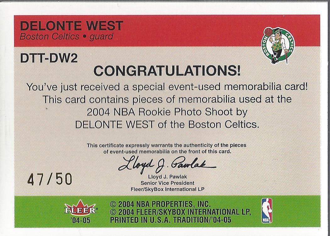 2004-05 Fleer Tradition Rookie Throwback Threads Jerseys/Ball #18 Delonte West back image